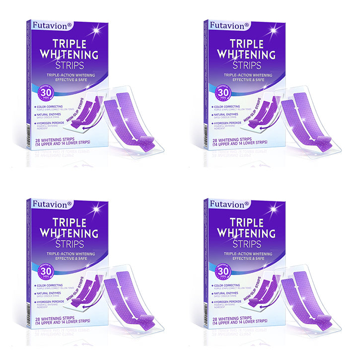 🟣Futavion® Purple Whitening Strips, 90-Day Long-LastingResults, Enamel Safe Low-Sensitivity, Professional TeethWhitening Strips With Non-Slip Dry Strip Technology