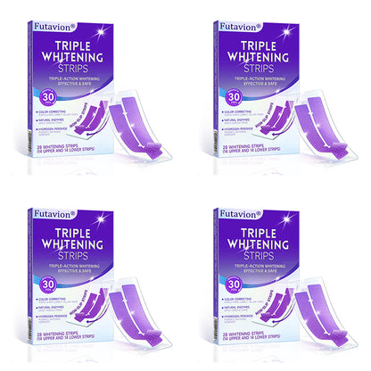 🟣Futavion® Purple Whitening Strips, 90-Day Long-LastingResults, Enamel Safe Low-Sensitivity, Professional TeethWhitening Strips With Non-Slip Dry Strip Technology