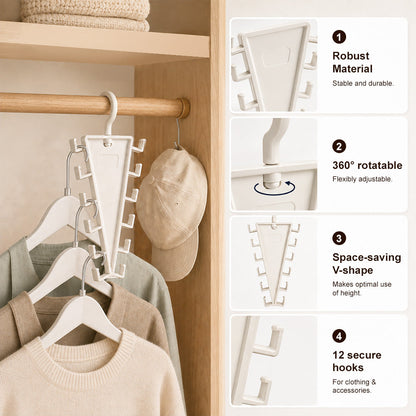 👕 V-Shaped Closet Organizer – 12 Hooks to Save Space