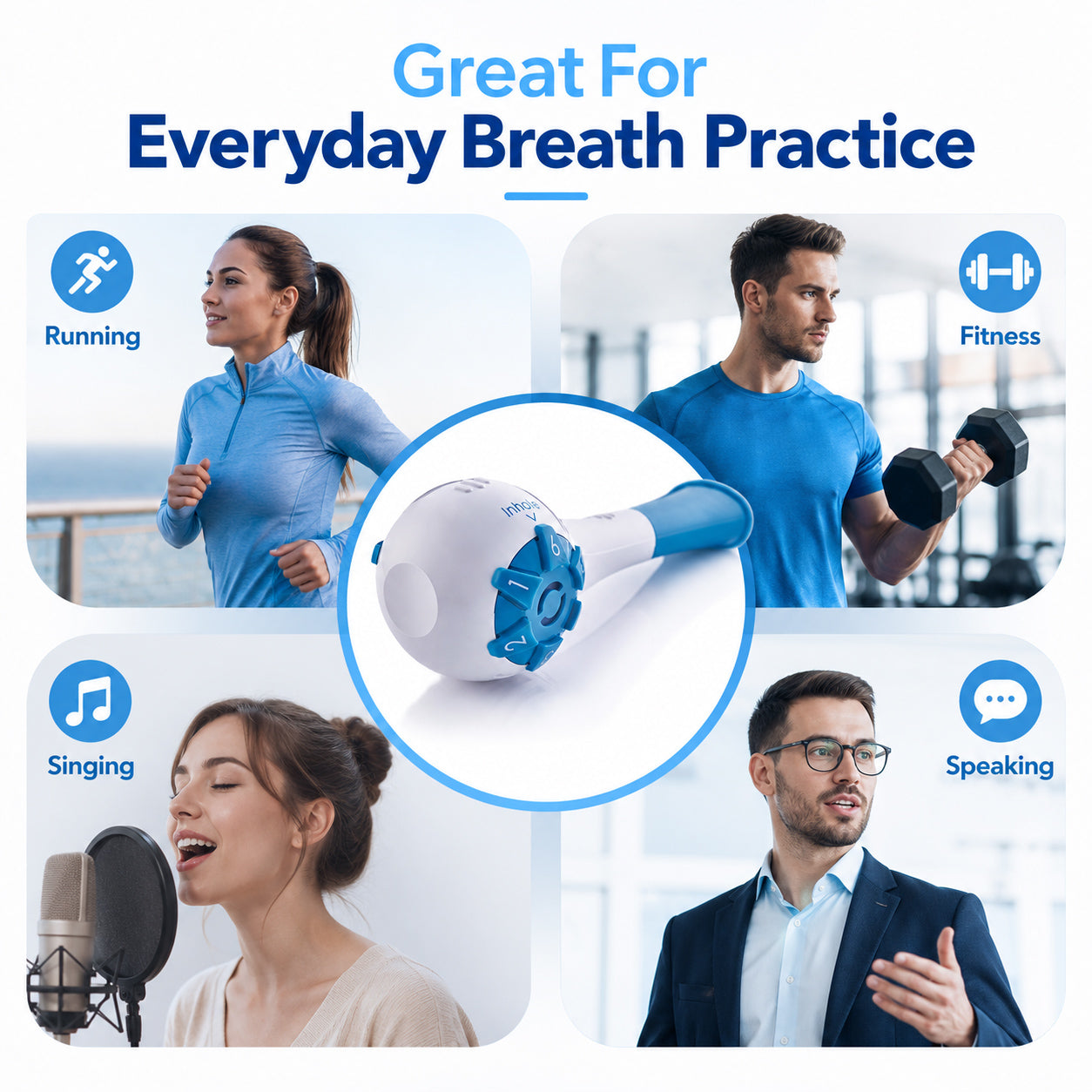 Natural Breathing Exerciser Trainer For Drug-Free Respiratory Therapy │ Breathe Easier with Stronger Lungs