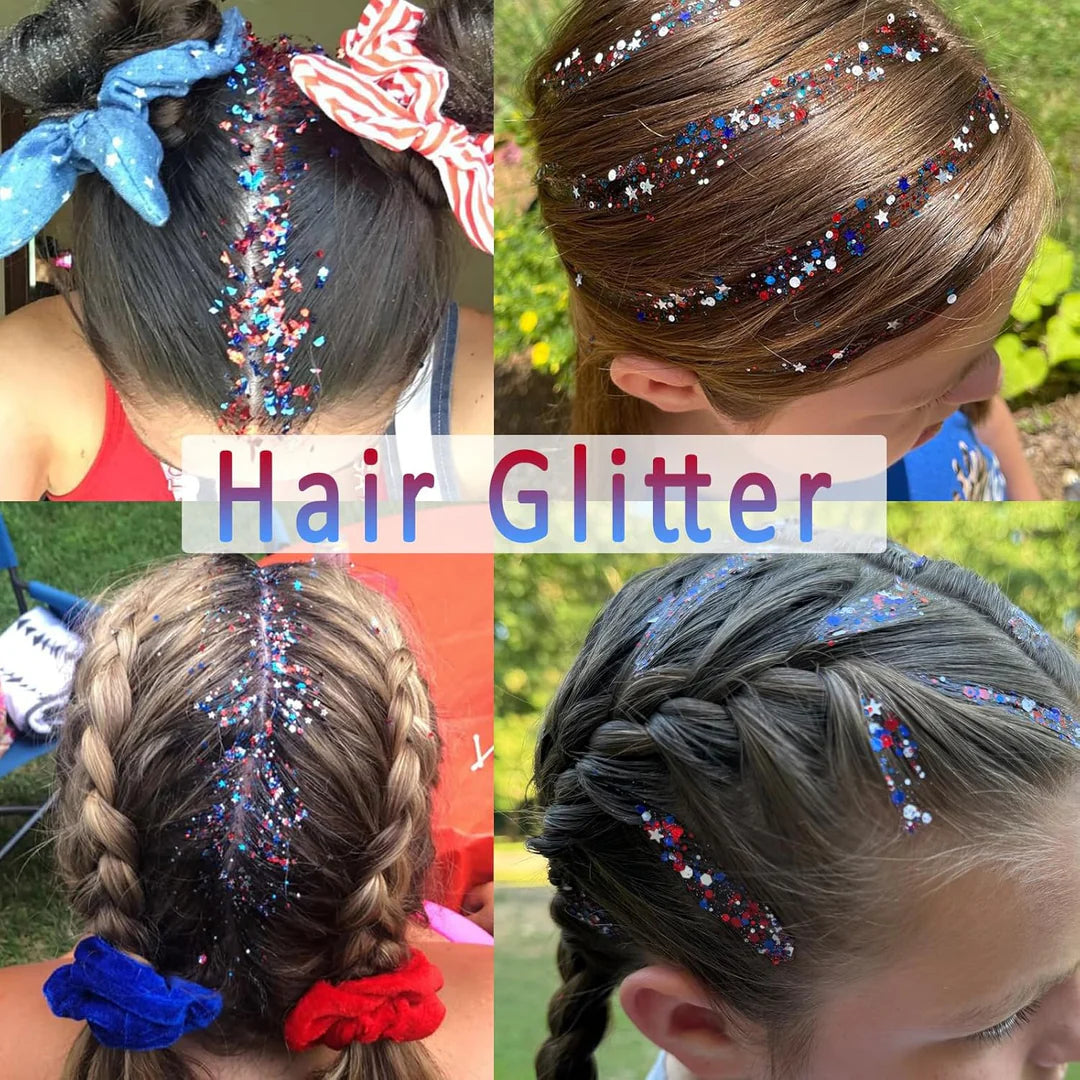 🗽4th of July Glitter Stick – Multi-Use Face, Body & Hair Glitter for Festivals & Patriotic Celebrations