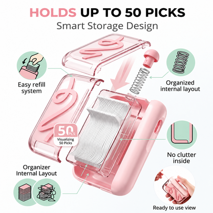 Futavion® Portable AutoPop Floss Case / Mini Refillable Dental Floss Container / TravelFriendly Smooth Floss Dispenser
