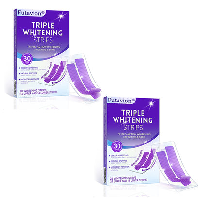 🟣Futavion® Purple Whitening Strips, 90-Day Long-LastingResults, Enamel Safe Low-Sensitivity, Professional TeethWhitening Strips With Non-Slip Dry Strip Technology