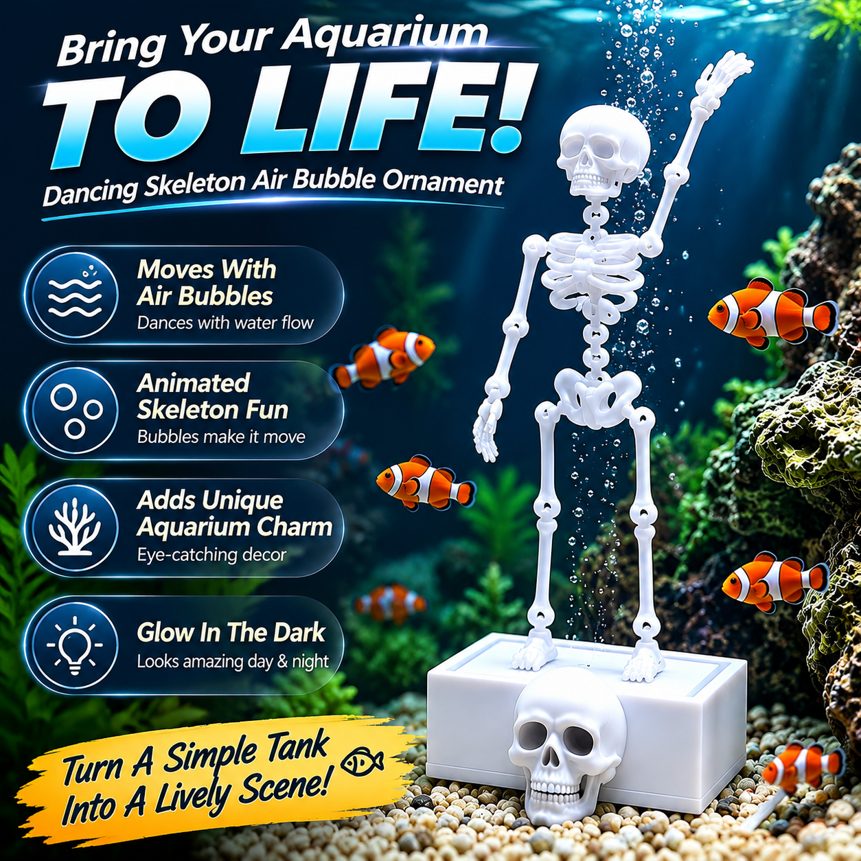✨ Dancing Skeleton Aquarium Bubbler-Create A Fun & Magical Underwater Display