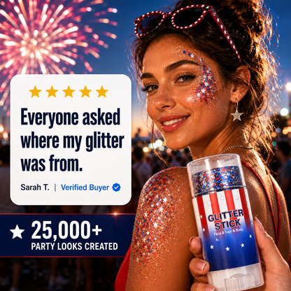 🗽4th of July Glitter Stick – Multi-Use Face, Body & Hair Glitter for Festivals & Patriotic Celebrations