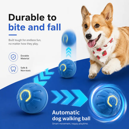 🔵Futavion® Automatic Obstacle Avoidance Smart Jumping Ball Toy, Type-C Rechargeable Dog Shaking Toy. Bouncing Balls for All Dogs.（Orange and Blue）