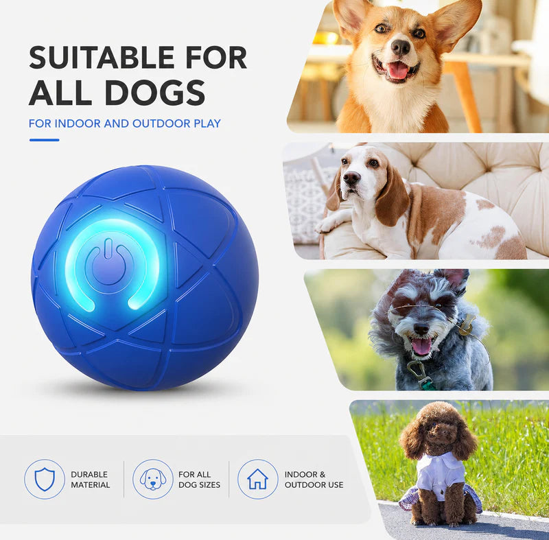 🔵Futavion® Automatic Obstacle Avoidance Smart Jumping Ball Toy, Type-C Rechargeable Dog Shaking Toy. Bouncing Balls for All Dogs.（Orange and Blue）