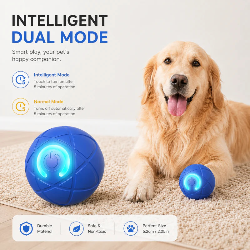 🔵Futavion® Automatic Obstacle Avoidance Smart Jumping Ball Toy, Type-C Rechargeable Dog Shaking Toy. Bouncing Balls for All Dogs.（Orange and Blue）