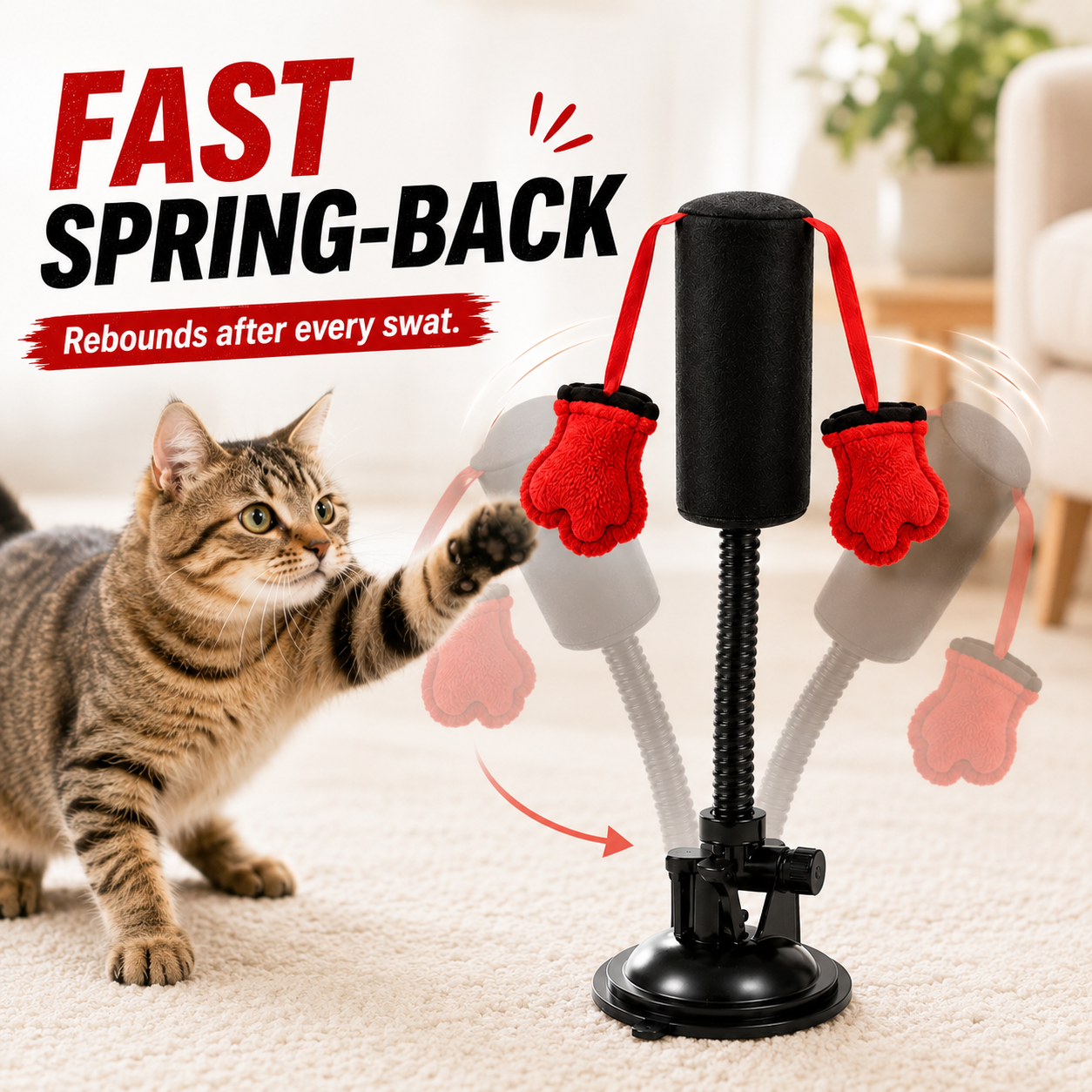 Spring-Loaded Cat Punching Bag 🥊 – Interactive Indoor Play Toy