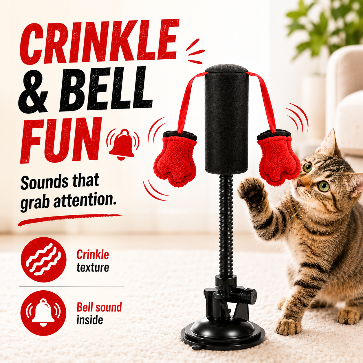 Spring-Loaded Cat Punching Bag 🥊 – Interactive Indoor Play Toy