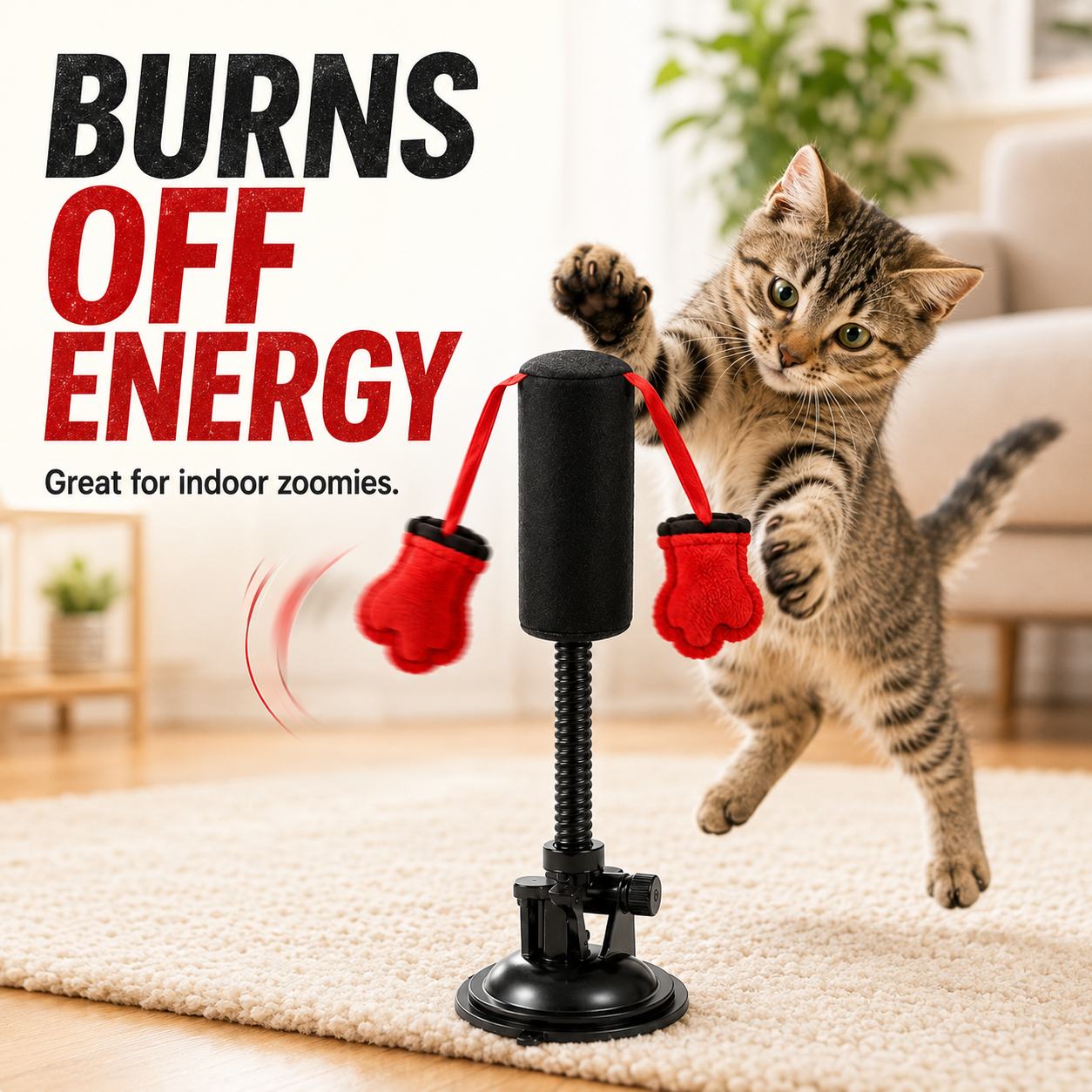 Spring-Loaded Cat Punching Bag 🥊 – Interactive Indoor Play Toy