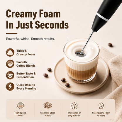 Rechargeable Handheld Milk Frother – Create Café-Style Foam In Seconds☕