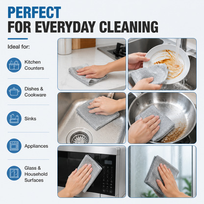 ✨ Powerful Double-Layer Cleaning Cloths Designed To Remove Grease, Dirt & Tough Messes With Ease