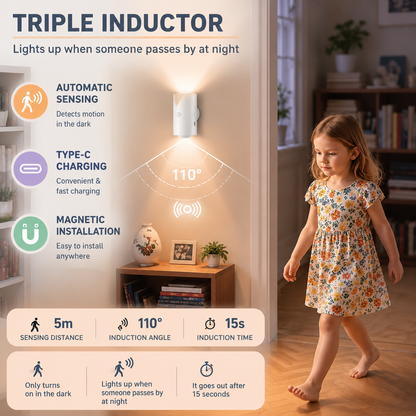 🛋️Rechargeable Motion Sensor LED Wall Light – Magnetic Wireless Night Lamp with Smart Auto Detection, Waterproof Outdoor Light for Patio, Bedroom & Porch