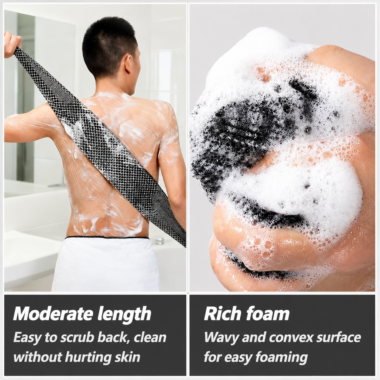Save 50%⁉️⁉️⁉️Exfoliating Shower Towel – Deep Clean, Easy Back Reach & Smoother Skin