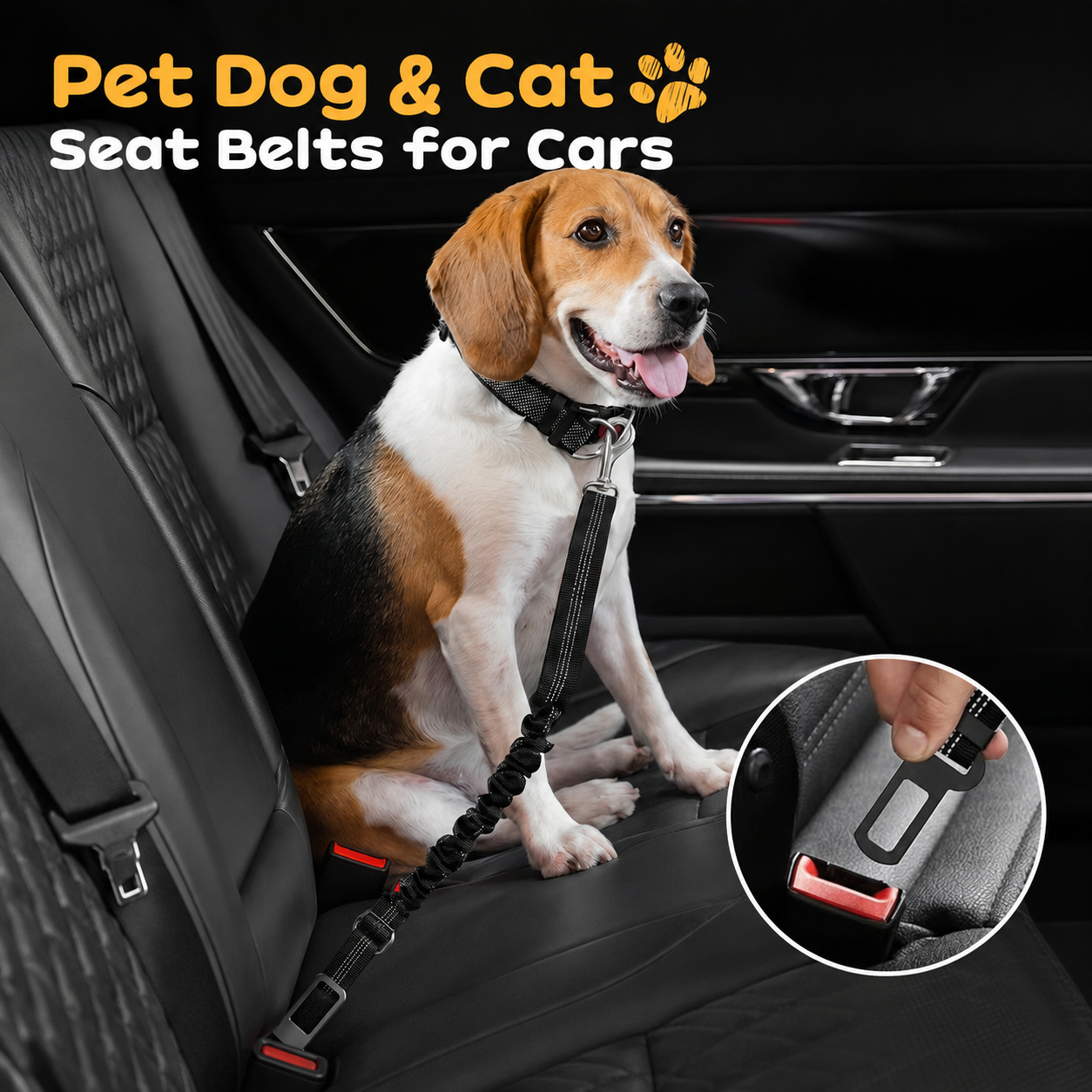 Futavion®Dog Seat Belts Headrest Restraint Puppy Safety Adjustable Dog Car Seatbelts and Strong Leash Leads Accessories for Dogs Cats Pets Black