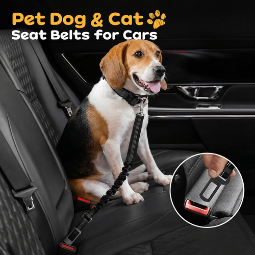Futavion®Dog Seat Belts Headrest Restraint Puppy Safety Adjustable Dog Car Seatbelts and Strong Leash Leads Accessories for Dogs Cats Pets Black