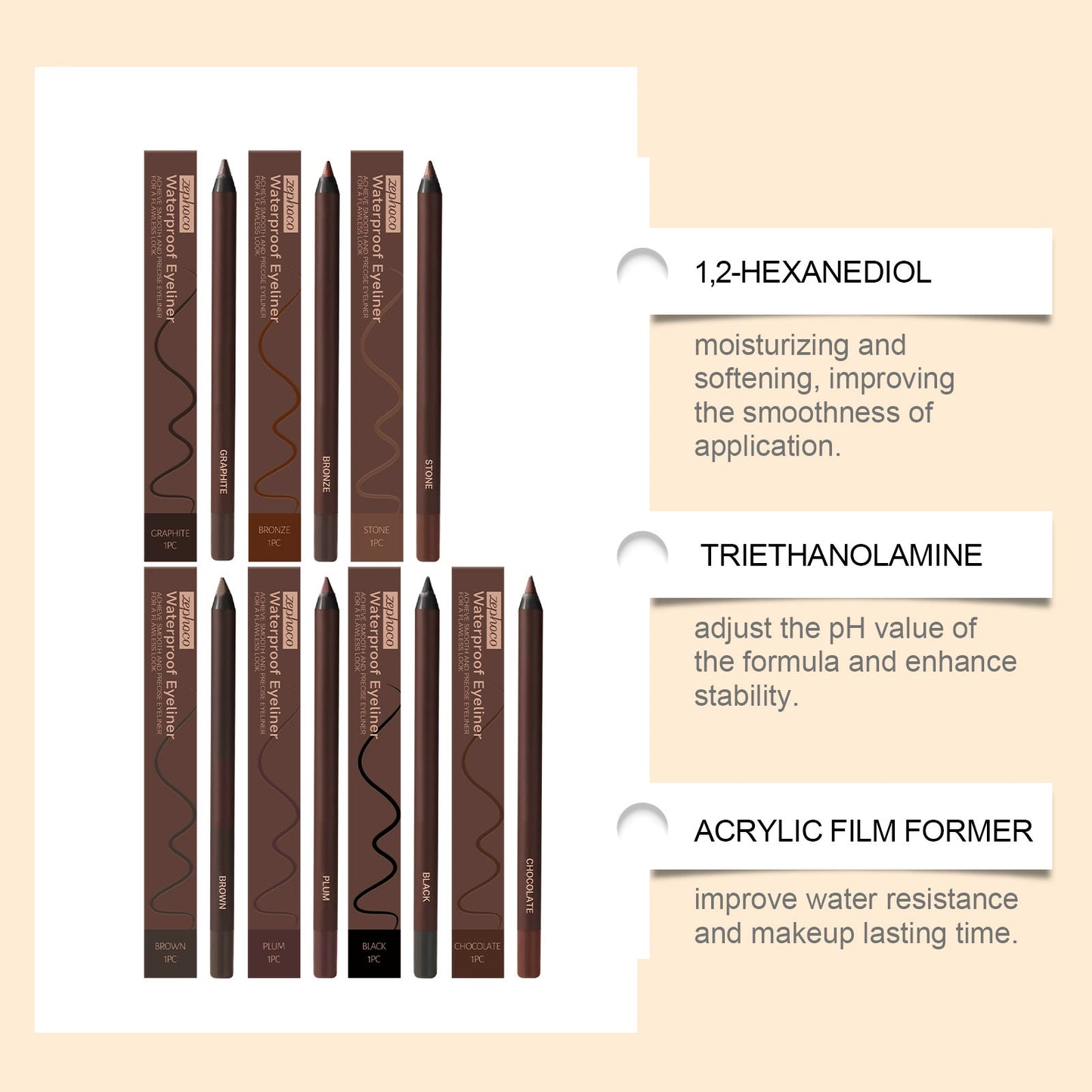 💄Long-Lasting Waterproof Eyeliner Pencil – Smooth Glide, Rich Color & Smudge-Resistant Wear