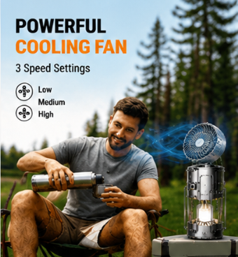 🔥50% OFF |Futavion® 5-IN-1 Camping Fan & LED Lantern – Rechargeable, Power Bank, Foldable & Hang Anywhere