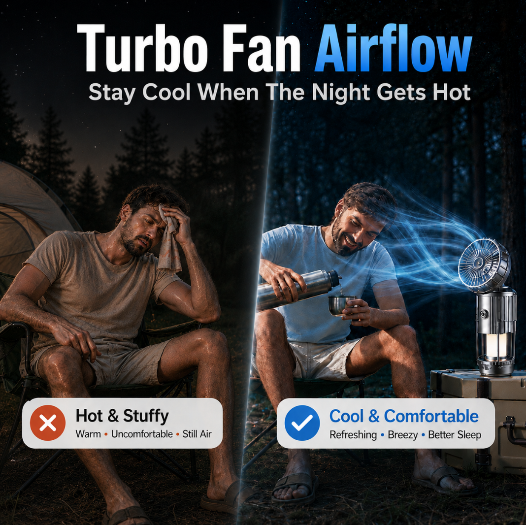 🔥50% OFF |Futavion® 5-IN-1 Camping Fan & LED Lantern – Rechargeable, Power Bank, Foldable & Hang Anywhere