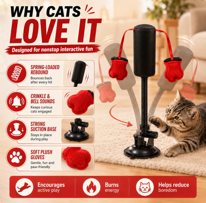 Spring-Loaded Cat Punching Bag 🥊 – Interactive Indoor Play Toy