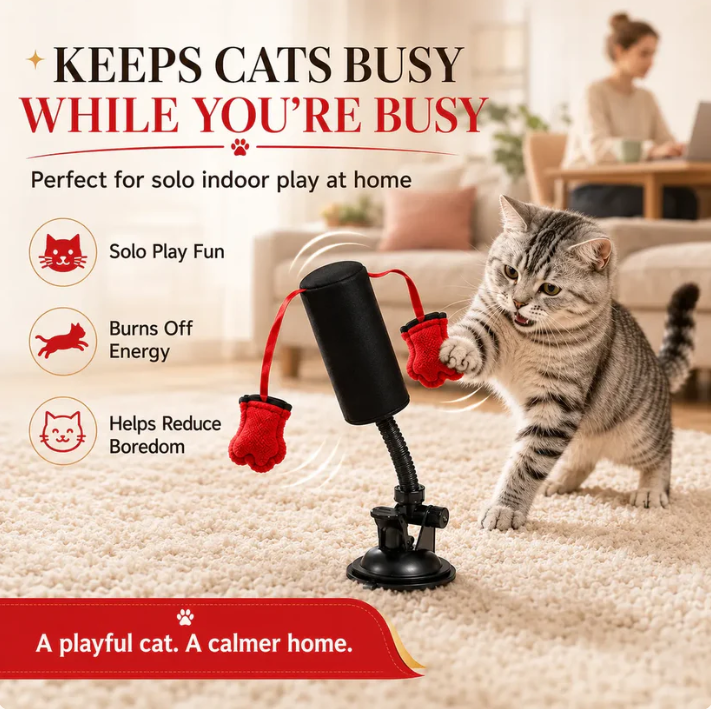 Spring-Loaded Cat Punching Bag 🥊 – Interactive Indoor Play Toy