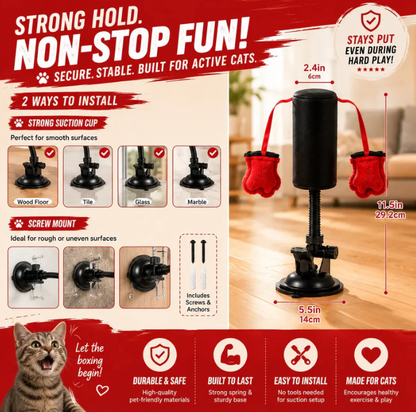 Spring-Loaded Cat Punching Bag 🥊 – Interactive Indoor Play Toy