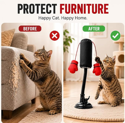 Spring-Loaded Cat Punching Bag 🥊 – Interactive Indoor Play Toy