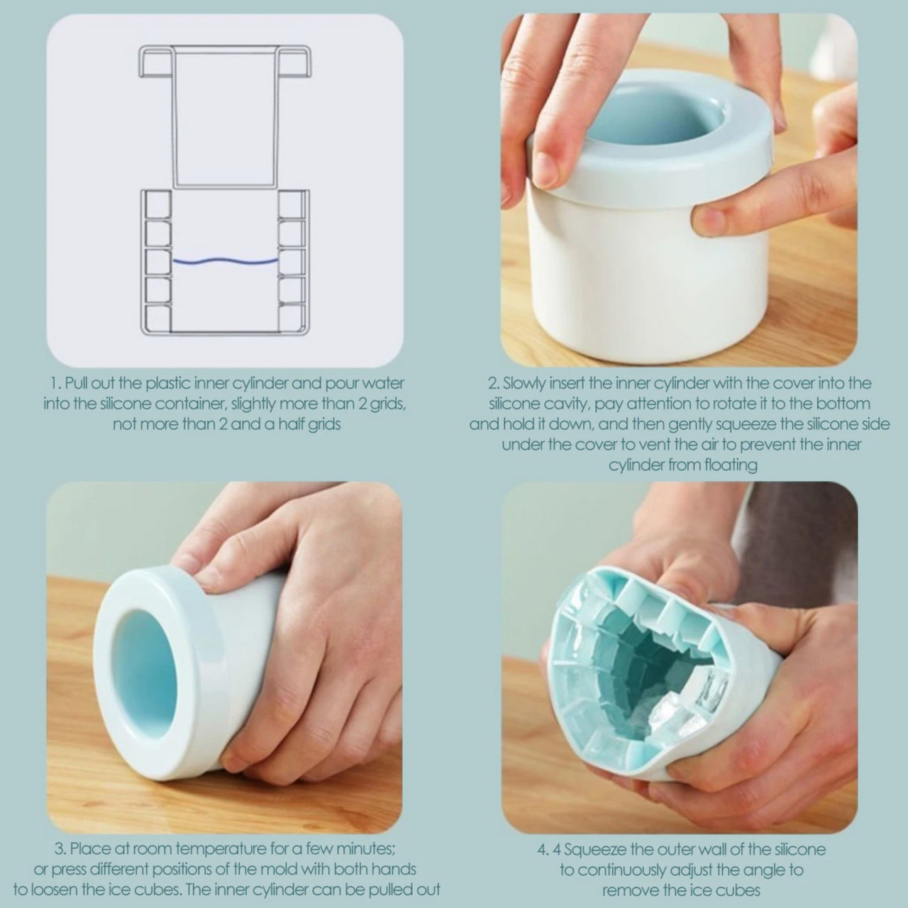 🧊Futavion®Ice Bucket Cup Mold Ice Cubes Tray Food Grade Quickly Freeze Silicone Ice Maker Creative Design Ice Bucket Whiskey Beer Maker