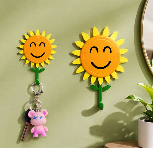 🌻🪝Futavion®Smiling Sunflower Wall Hook – Easy Wall Storage Hack for Keys, Towels, Coats & More, Perfect for Small Spaces