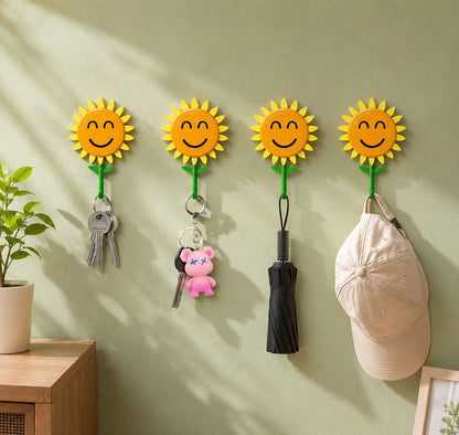 🌻🪝Futavion®Smiling Sunflower Wall Hook – Easy Wall Storage Hack for Keys, Towels, Coats & More, Perfect for Small Spaces