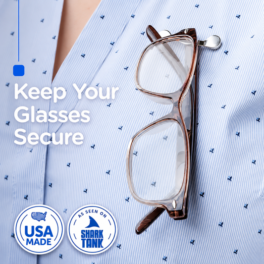 🧲👓Futavion® Magnetic Glasses Holder - Premium Strength Magnetic Hold - Fits All Frames - Lifetime Warranty - Made in USA - Secures and Protects Readers, Sunglasses, Blue Light Glasses, or Safety Glasses