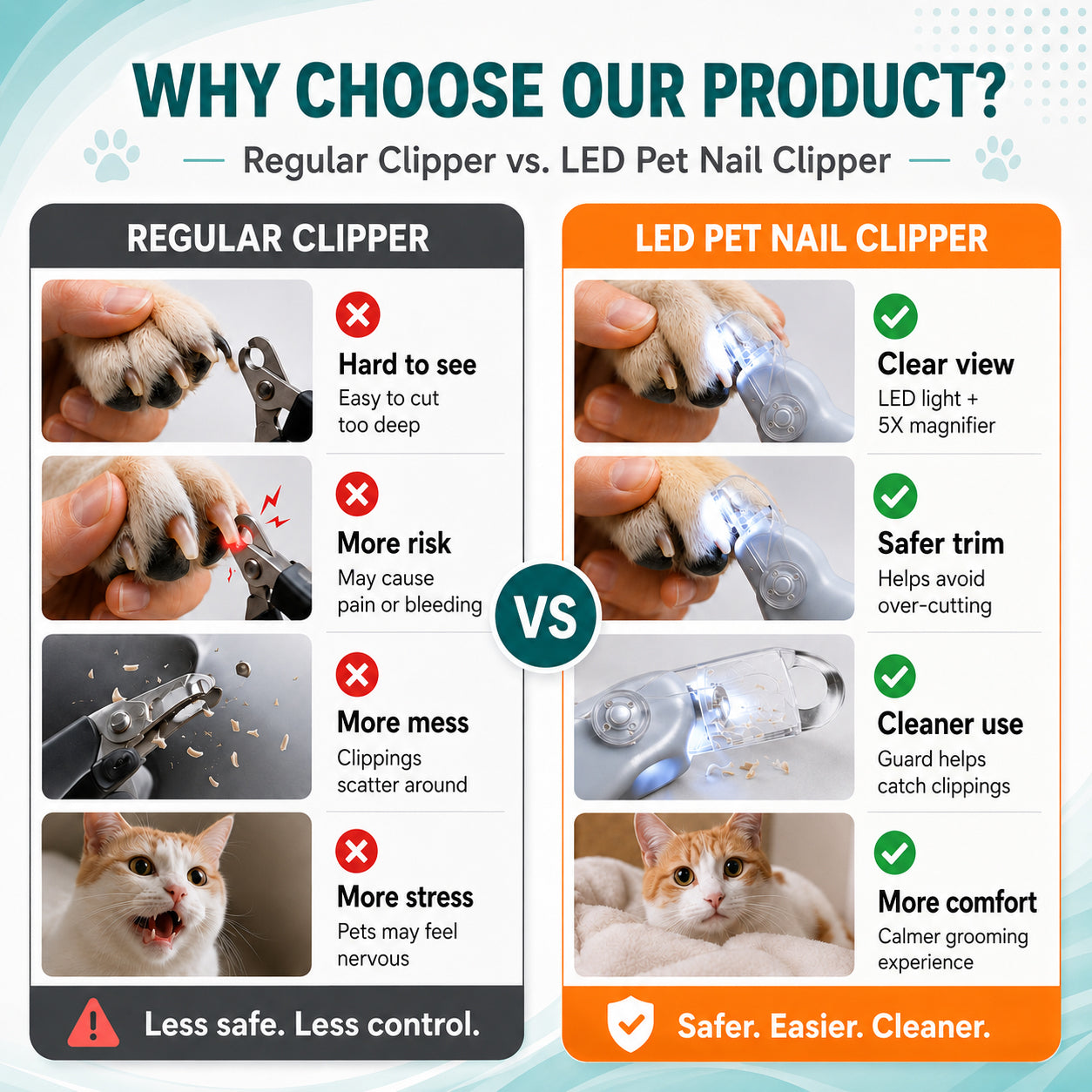 ✔✂OFFICIAL STORE LED Pet Nail Clipper paw clip The LED Nail Clipper That Helps You See Before You Cut