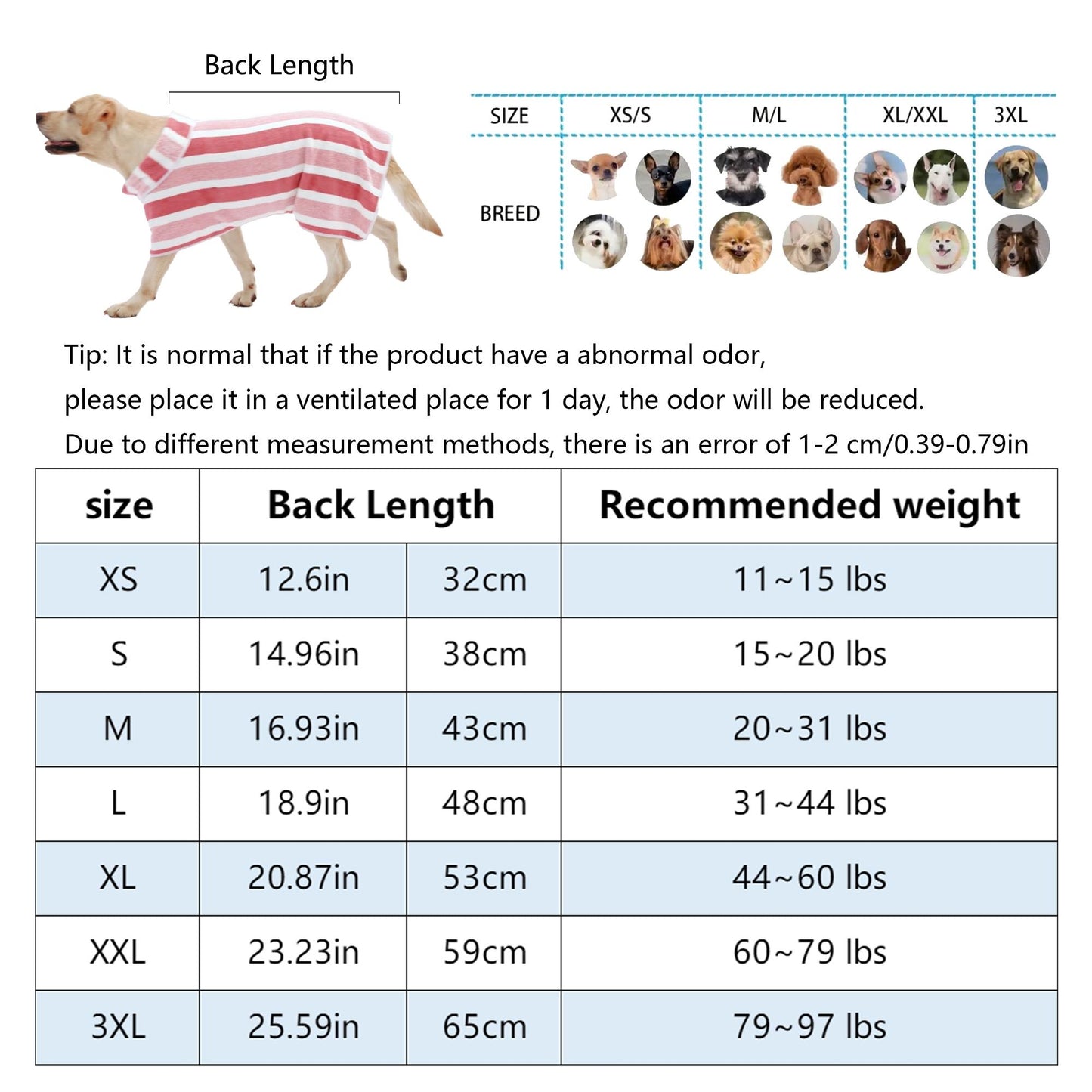 Futavion® Quick-Drying Dog Bathrobe, 1-Piece Striped Pet Dressing Gown with Adjustable Belly Band, Super-Absorbent Super-Soft Fabric
