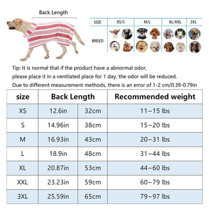 Futavion® Quick-Drying Dog Bathrobe, 1-Piece Striped Pet Dressing Gown with Adjustable Belly Band, Super-Absorbent Super-Soft Fabric