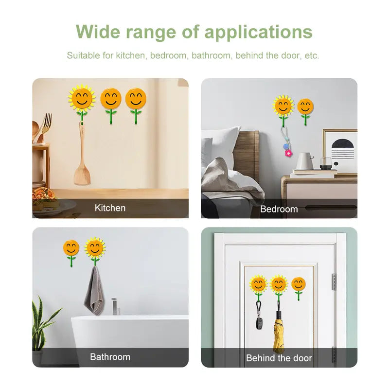 🌻🪝Futavion®Smiling Sunflower Wall Hook – Easy Wall Storage Hack for Keys, Towels, Coats & More, Perfect for Small Spaces