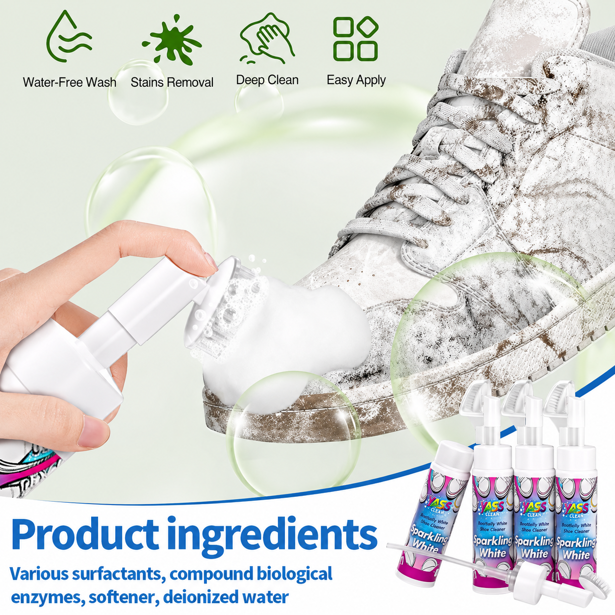 👟Deep Clean Shoe Cleaner — Remove Stains, Brighten Shoes & Keep Them Looking Like New Without Washing