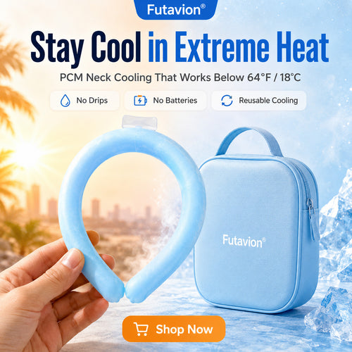 ✔🧊Futavion®Neck Cooling Tube with Insulated Bag, Reusable Ice Ring Cooler Wearable Body Cooling Products, Neck Coolers for Hot Weather