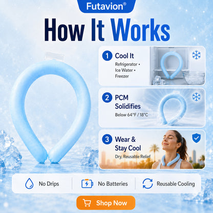 ✔🧊Futavion®Neck Cooling Tube with Insulated Bag, Reusable Ice Ring Cooler Wearable Body Cooling Products, Neck Coolers for Hot Weather