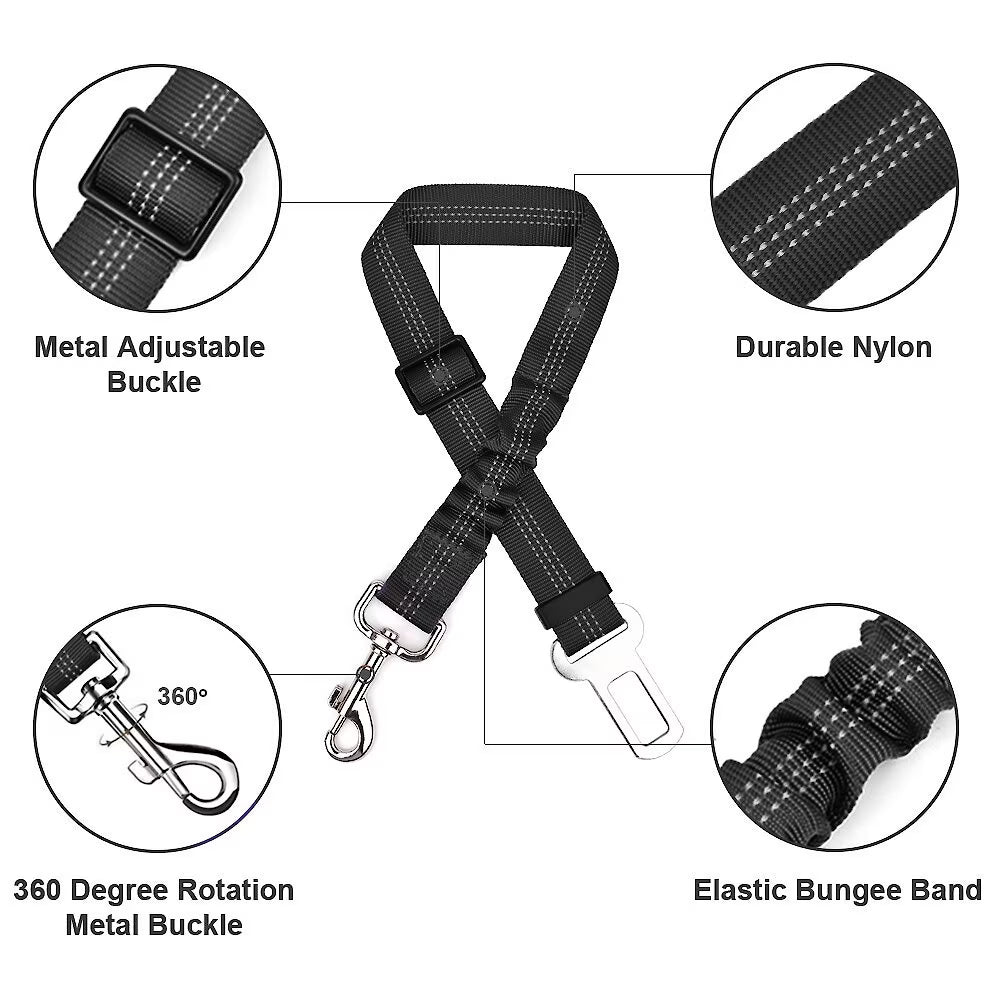 Futavion®Dog Seat Belts Headrest Restraint Puppy Safety Adjustable Dog Car Seatbelts and Strong Leash Leads Accessories for Dogs Cats Pets Black