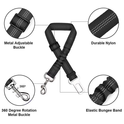 Futavion®Dog Seat Belts Headrest Restraint Puppy Safety Adjustable Dog Car Seatbelts and Strong Leash Leads Accessories for Dogs Cats Pets Black