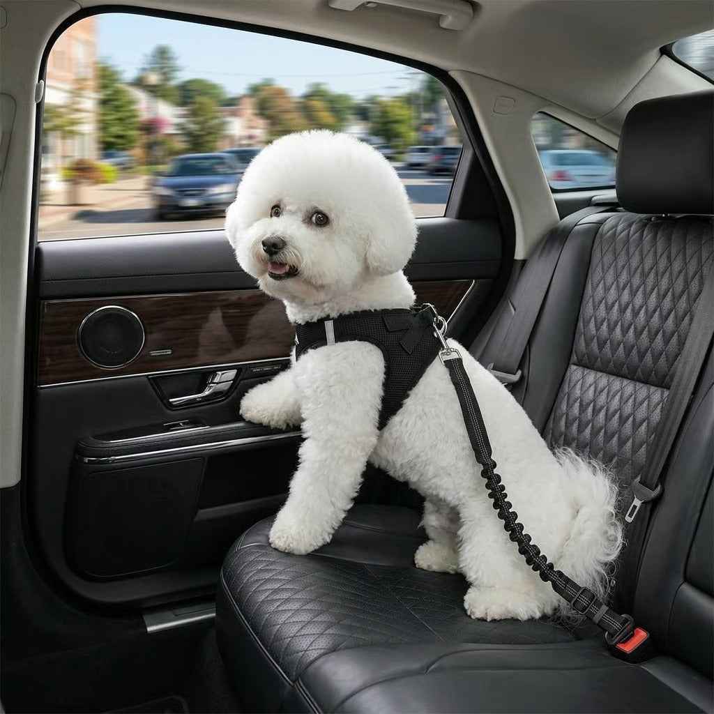 Futavion®Dog Seat Belts Headrest Restraint Puppy Safety Adjustable Dog Car Seatbelts and Strong Leash Leads Accessories for Dogs Cats Pets Black