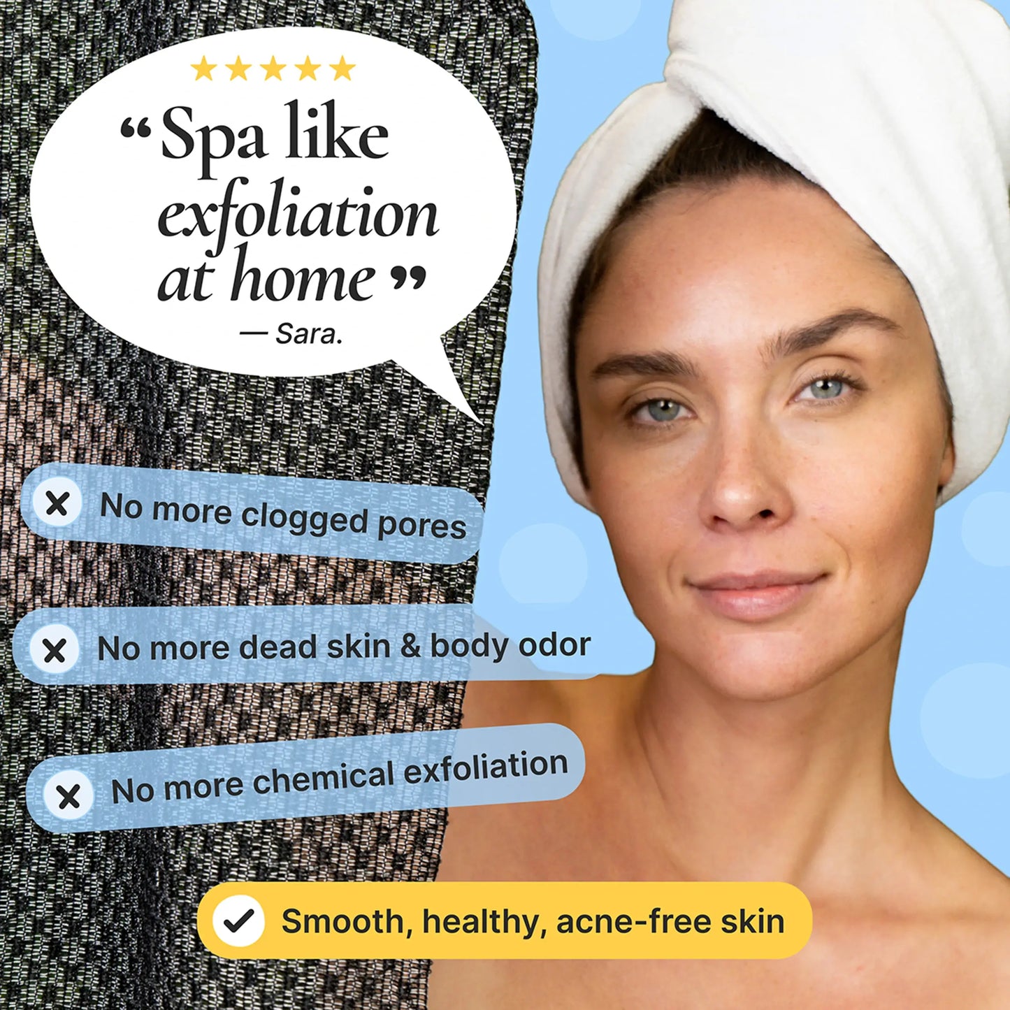 Save 50%⁉️⁉️⁉️Exfoliating Shower Towel – Deep Clean, Easy Back Reach & Smoother Skin